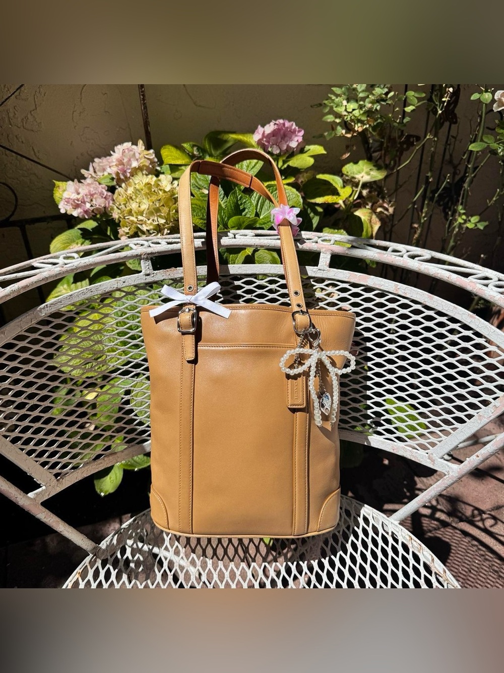 Coach Tan Leather Bucket Style Bag